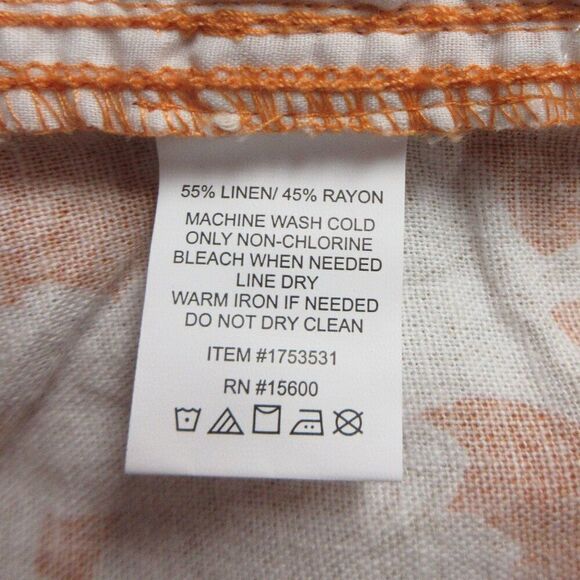 BRIGGS Ladies Linen Blend Shorts Womens Size M Cream Flowers Orange Floral NWT - Picture 10 of 13
